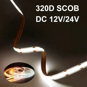 12V 24V SCOB LED Strip 320 LEDs 10W M 8mm 5m Roll IP20 Ra≥90 3000k 4000k 6000k
