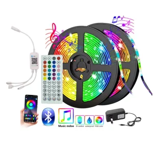 12V 32ft Bluetooth RGB 5050 Flexible LED Strip Light Music Sync with Remote
