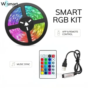 12V 5050 RGB Smart LED Strip Lights 24V Wi Fi & IP20 Color Changing Colorful Indoor Decoration