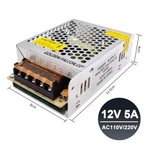 12V 5A Switching Power Supply AC110V/220V to DC12V 60W Transformer for LED Strip Lights and CCTV Cameras