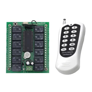 12V DC 12-Channel 433MHz RF Wireless Remote Control Switch System, 10A, Waterproof, for Lamps
