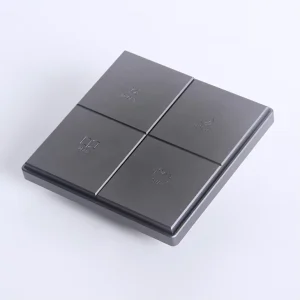12V DC Home Hotel Office 90MM Type UK Standard Frosted Matte Aluminum 4 Button Deep Grey Color Big Button Switch