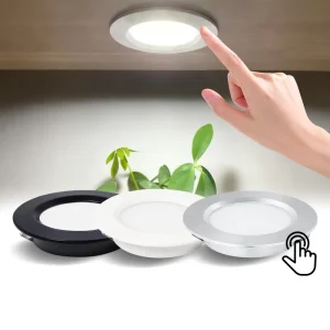 12V Dimmable LED Cabinet Puck Light with Touch Dimmer Recessed Aluminum Under-Counter Lighting for Kitchen Closet Wardrobe and Shelf