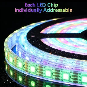 12V IP68 WS2815 RGBIC LED Strip 60 LEDs/m Individually Addressable Chasing Outdoor Landscape Ambient Light