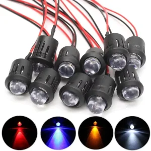 12V Pre-Wired LED Diode Bulb 3mm 5mm 10mm with 20cm Cable and Holder