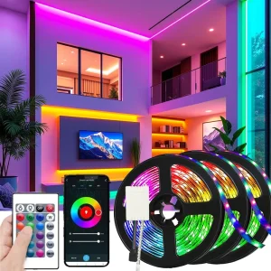 12V SMD5050 RGB Flexible LED Strip Light with 24-Key/44-Key IR Remote Control, SMD5050/2835, WiFi App