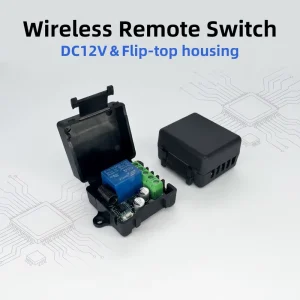 12V Wireless Controller Switch with Flip-Top Housing for Door Access and Home Control