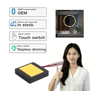 12V60W Three Color Capacitive Smart Dimmer Touch Sensor Switch 1 6mm Sensing Range PVC Material for Cosmetic Mirror