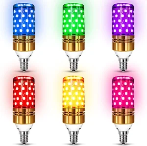 12W E14 Chandelier Candelabra Bulbs Colorful LED Corn Light Bulbs in Red Blue Green for Party Wedding Christmas IP44 Rated