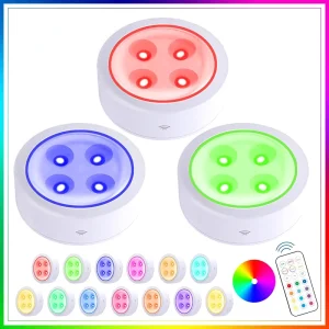 13-Color LED Ice Ball Light, Battery-Powered, Dimmable, Wireless, with Remote Control for Under-Counter Cabinets