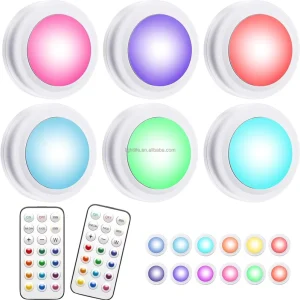 13 Colors Changeable LED Under Cabinet Lights Dimmable Wireless Closet Light RGB Manual & Remote Control Puck Light