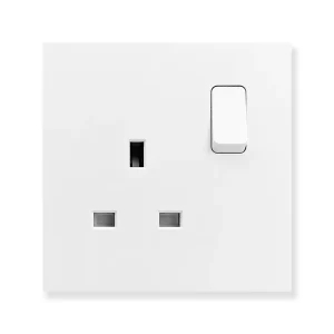 13A White/Grey 3-Pin Switched Socket Neon UK Plug Universal Wall Socket Overload Protection