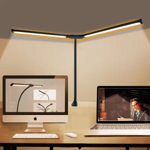 13W LED Desktop Desk Lamp Student Dormitory Eye Protection Study Lamp Computer Office Lighting Double Head Clip Desk Lamp
