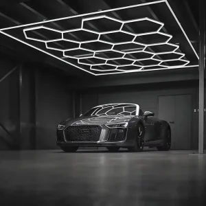 14-Module Hexagonal LED Lighting for Auto Showrooms, Car Shops, and Parking Garages