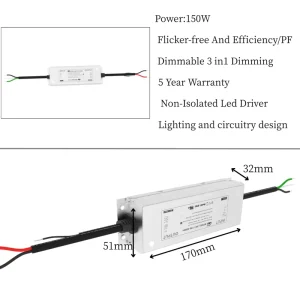 150W Isolated LED Driver PF IP67 Constant Current Programmable Waterproof for Outdoor Lighting