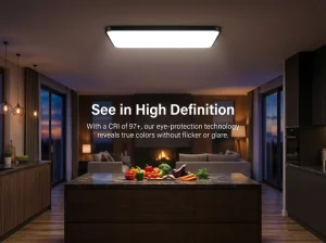 150W Large Rectangle LED Ceiling Light 950*650mm Dimmable CRI 97 Surface Mounted Modern for Living Room Kitchen Commercial