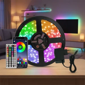 15m RGB LED Strip Lights Cuttable App Control 18 LEDs/m IP20 Flexible for Home Decoration