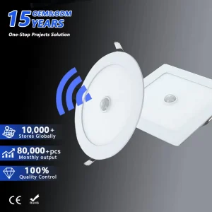 15w 18w 22w 12w Round High Brightness Recessed Home Motion Sensor Panel Led Ceiling Light