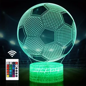 16-Color 3D Illusion LED Night Lamp ABS Acrylic Football Night Light for Kids