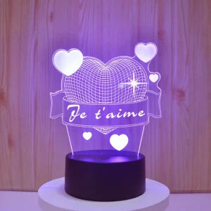 16-Color 3D Illusion LED Night Light with Black Base and Remote Control