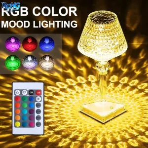 16-Color Aluminum Crystal Table Lamp Touch LED Battery Wine Glass Night Light