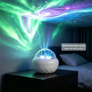 16-Color Dynamic Northern Aurora LED Night Light Wave Projector with USB Remote