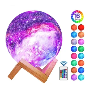 16 Colors 15cm LED 3D Print Star Moon Light Bedrooms Bedside Night Lights for Kids Lover Birthday Party Gifts