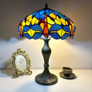 16 Inch Eco Friendly Flexible Simple LED AC E26 Dragonfly Dome Stained Glass Modern Table Lamp for Living Room