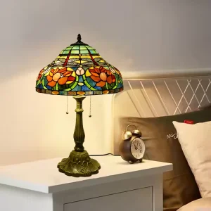 16 Inch Table Lamp American Retro Living Room Bedroom Lamp Luxurious Villa Hotel Stained Glass Desk Lamp