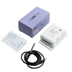 16A 220V WiFi Receiver Smart Switch with Temperature Monitoring, 85V-250V App and RF Remote Control