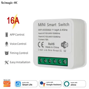 16A Mini WiFi Smart Switch 1-Way Remote Control Timer Relay
