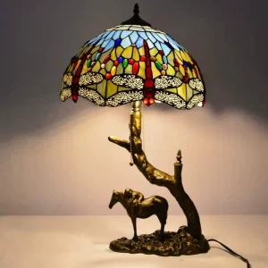16Inch Tiffani Colored Glass Table Lamp Dragonfly Retro Classical Flexible AC E26 Bedroom Bedside Lamp Decoration