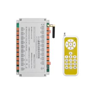 18-Channel DC 12-48V RF Wireless Remote Control Receiver, 433 MHz, Industrial Relay Controller with DIN Rail
