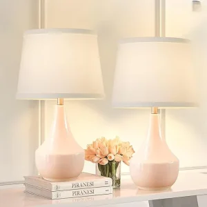 18″ Table Lamp Set of 2 Ceramic Lamp Classic Beside Lamps Nightstand Lamp Modern Bedside Lamp for Living Room Bedroom Office