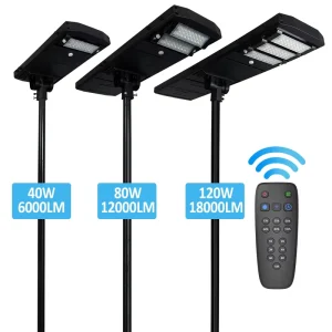 18000LM Smart Outdoor All-in-One LED Solar Street Light with Motion Sensor and Remote Control for Urban Areas