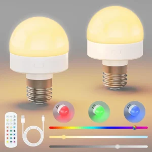 1800MAh Led Battery Rechargeable Led Light Bulb with Remote Control RGB E27 E26 Bulb with Hook Smart Rechargeable Magnetic Bulb