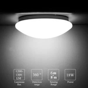 18W AC85-165V White LED Ceiling Lamp with Motion Sensor