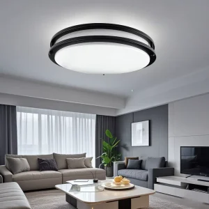 18W LED Double Ring Ceiling Light IP44 Iron Switch Control 2400 Lumens Bedroom ETL cETL