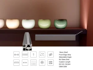18mm Cabinet Shelf LED Aluminum Profile Channel Upward Light Plastic Surface-Mounted Furniture Lighting YB1002-31