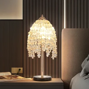 19 Inch Gold Crystal Table Lamp Elegant Nightstand Lamp with Pendant Crystal Shade Modern Bedside Lamps