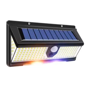 190LED Solar-Powered Outdoor Motion Sensor Wall Light, IP65 Waterproof, Garden and Home Security Lighting