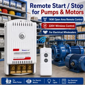 1KM Open-Area Wireless Remote Switch for Pump, Motor and Light Control 220V