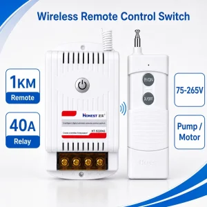 1KM Wireless Remote Control Switch 220V 40A for Water Pump Motor Fan
