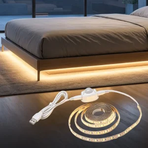 1M 2M 3M Strip Light 5V USB Under Cabinet Lighting PIR Motion Sensor Kitchen Wardrobe Led Tape Warm White Fast Setup Deco Room