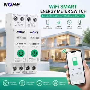 1P 1 63A Over Current Under Voltage Power Metering Wireless Remote Control Switch DIN Rail Smart Circuit Breaker