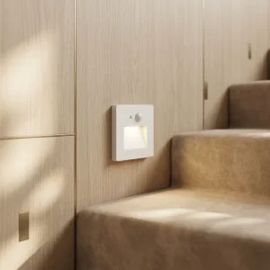 1W Aluminum Motion Sensor Recessed LED Wall Lamp for Stairs, Corridors, or Home Office, Dimmable