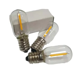 1W LED Filament T20 Night Light Bulb Warm White AC 220V Glass E12 Mini Tubular for Refrigerator Indicator