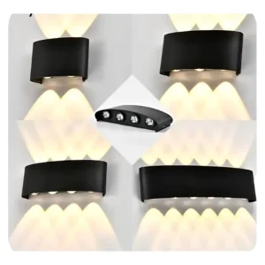 2-12W LED Wall Lamp Minimalist Hotel Living Room Background Modern Waterproof Staircase Hallway Black 2700-8000K