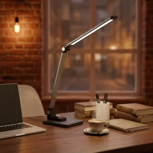 2-Axis Foldable Wireless Rechargeable LED Desk Lamp Touch Control Dimmable Eye-Care Flexible Simple Electric for Office Study