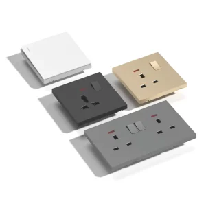 2 Gang 2 Way White Black Panel Button Wall Switches and Sockets for Home